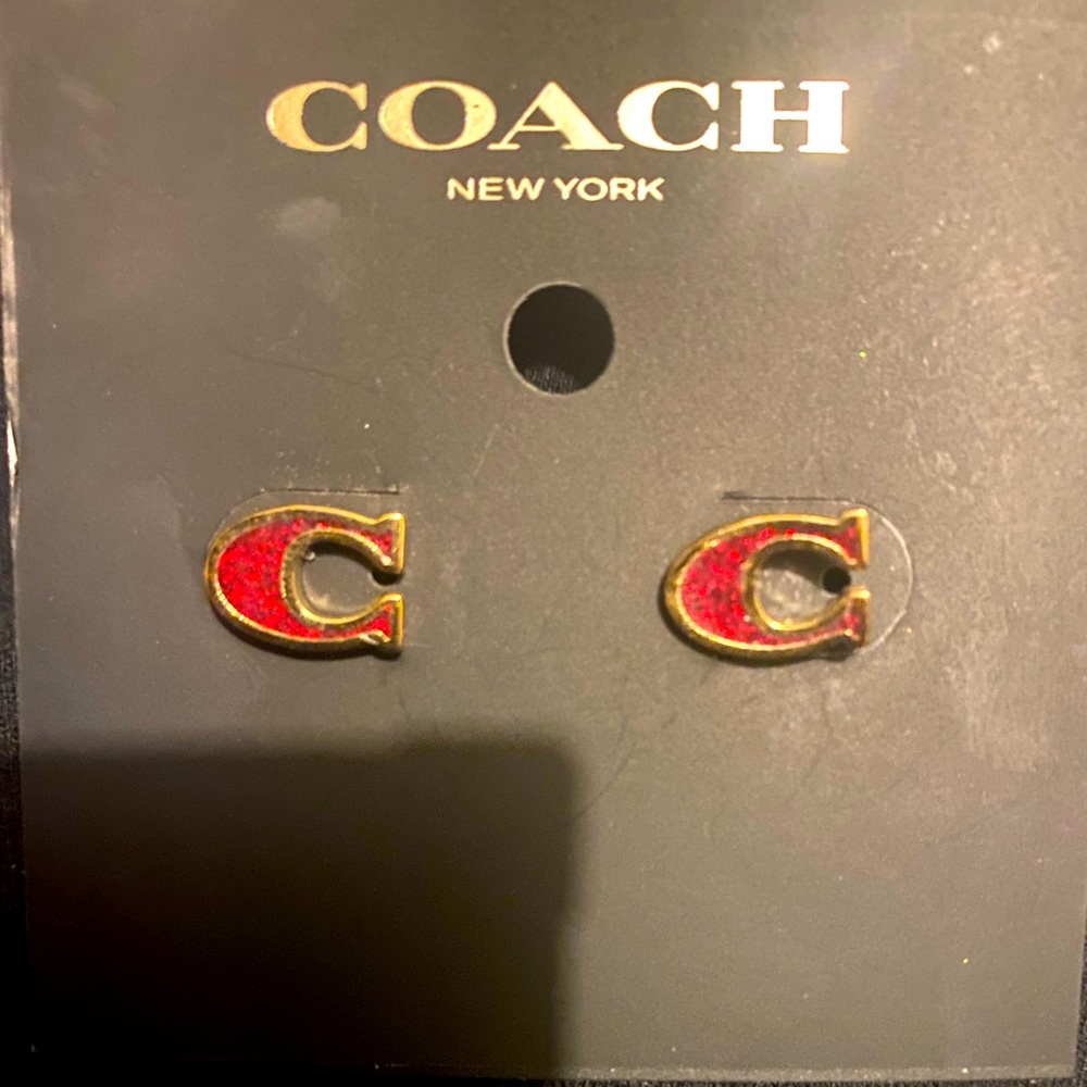 Beautiful red coach earrings